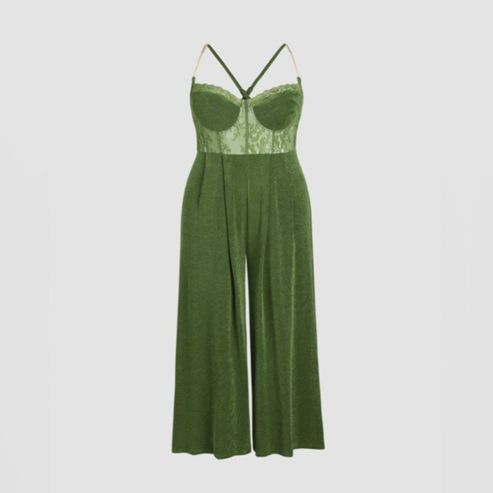Cider Green Wide Leg Jumpsuit